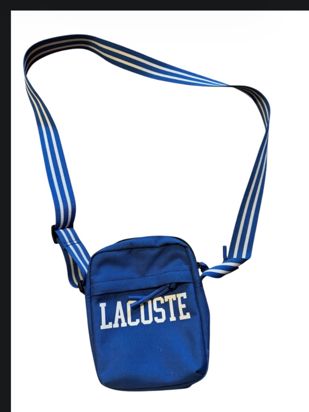 Lacoste Blue Men's Crossbody Belt Bag with Striped Strap